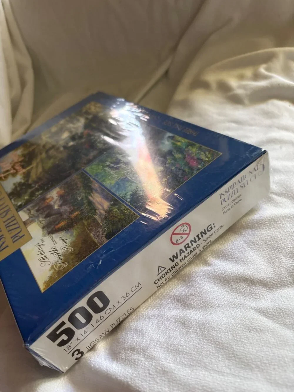 Inspirational 3-Puzzle Set With 500 Pieces Each Featuring Cottage & Nature Scene
